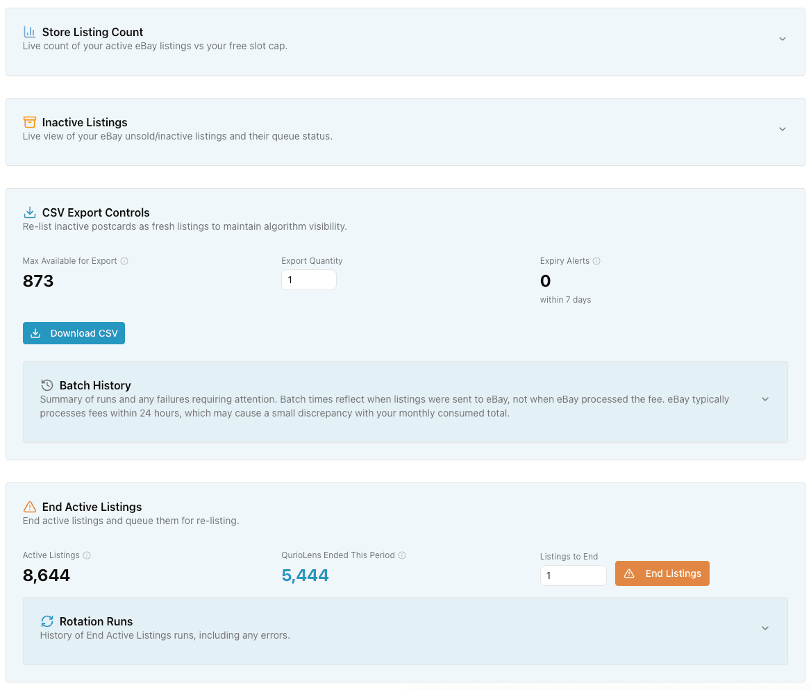 QurioLens Listing Rotation